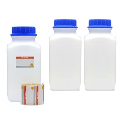 Bild av Octopus 3 x 2 500 ml breda halsflaskor med skruvlock, flaskor för kemiska kalier, laboratorieflaskor lock som förvaringsbehållare laboratorium, kök eller hobby