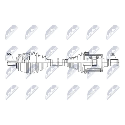Bild av NTY NPW VV 158 Drivaxel framaxel vänster 580mm Automat VOLVO: XC40 (536) T4, T4 AWD, D3, T5 D4 Polestar B4 Mild Hybrid 2.0 AWD