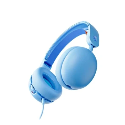 Bild av Skullcandy Grom Over Ear trådbundna hörlurar för barn, volymbegränsning, dela ljudport, mikrofon, arbete med Bluetooth enheter och datorer Surfblå