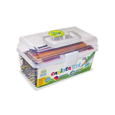 Bild av Carioca TITA Portfölj Färgade och ritpennor, Bärbar Hexagonal Harts Pencil Box med Super Fall Resistent, Blandade färger, 120 stycken