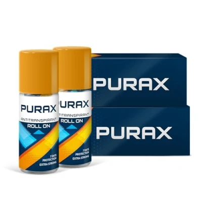 Bild av Purax Dubbel pack Antitranspirant Roll On Extra Strong 50ml, deorulle mot svettning 7 dagars skydd, 2 (2 x 50 ml)