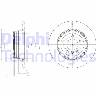 Bild av DELPHI BG4168 Disque de frein 320 20 5 ventilé huilé non traité sans roulement roue, bague ABS BMW: X5, X6