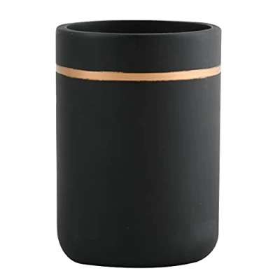 Bild av Spirella Tandborstkopp tandborsthållare keramisk blå 7 x 11,5 cm svart guld matt