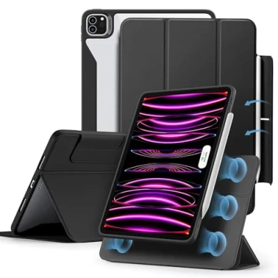 Bild av ESR Hybridfodral kompatibelt med iPad Pro 12,9 tum (2022/2021), fodral pennhållare, avtagbart magnetiskt skydd, vertikalt stativ, rebound 360 serien, svart