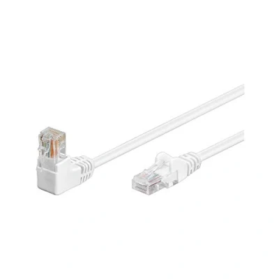 Bild av Goobay 94165 CAT 5e ensidig vinklad nätverk/Ethernet kabel, U/UTP nätverkskabel, vit; inre ledare CCA, 1 x RJ45 kontakt 90 (8P8C); 3 meter