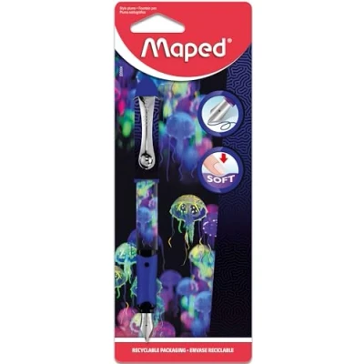 Bild av Maped Deepsea Paradise reservoarpenna stålspets iridium spets påfyllningsbar bläckpenna kropp dekorerad med maneter.