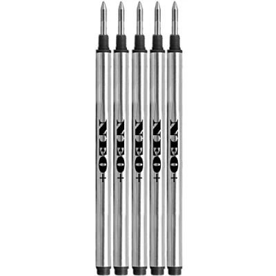Bild av Påfyllning av pennan kompatibel med MontBlanc Rollerball kulspetspennor: Solitaire, noblesse, generation, doft bohemisk, klassisk och stark Walker, Jinhao, Gullor penna (5 x svart)