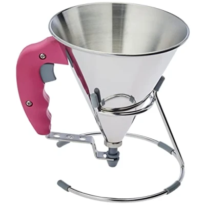 Bild av De Buyer Kwik Rostfritt stål Minikolvtratt, 0,8 liter, silikon, Fuchsia, 17,4 x 15,8 cm