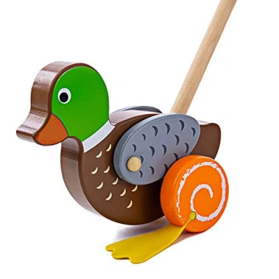 Bild av Bigjigs Toys Wooden Duck Push Along Toy Quality Baby , for 1 Year Olds Develops Mobility Balance &amp; Hand Eye Coordination Skills