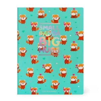 Bild av Legami stor randig anteckningsbok B5 sidstorlek, med linje, FSC certifierat papper, 18,5 x 24,8 cm, röd panda tema