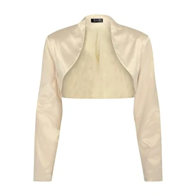 Bild av Bolerose Formell Lång Ärm Siden Bolero Kort tröja (Champagne, 2XL)