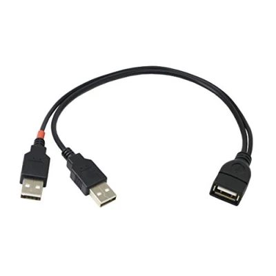 Bild av CERRXIAN USB 2.0 förlängningskabel A Y splitter nav adapterkabel, 1 hona till 2 hane datakabel (0,3 m)
