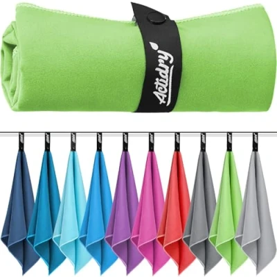 Bild av Mikrofiberhandduk XL/L/M 10 färger lätt, snabbtorkande, mycket absorberande strand, bad, bastu, badhanddukar, extra stor XL 100 x 200 cm äppelgrön