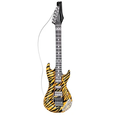 Bild av W WIDMANN MILANO Party Fashion 23941 uppblåsbar gitarr tiger, längd ca 105 cm, djurtryck, instrument, luftgitarr, temafest, karneval