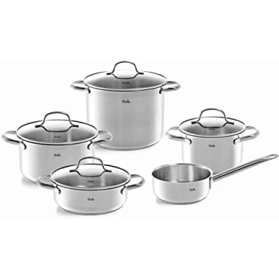 Bild av Fissler San Francisco/grytset i rostfritt stål, 5 delar, kastruller med glaslock, induktion, alla typer av spisar (3 grytor, 1 kastrull, lockfri)