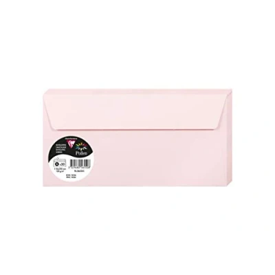 Bild av Clairefontaine Ref 5655C Pollen, självhäftande kuvert (paket med 20) DL storlek, 120 gsm papper, skrivarkompatibel, syrafri, remsa för enkel tätning rosa