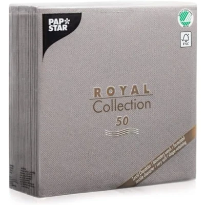Bild av 50 servetter &quot;ROYAL Collection&quot; 1/4 vikta 40 cm x grå i tygutseende