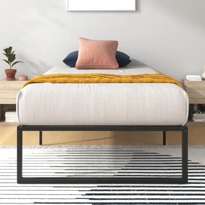 Bild av Zinus Lorelai säng 100 x 200 cm höjd 36 med förvaringsutrymme under sängen plattformsram av metall svart
