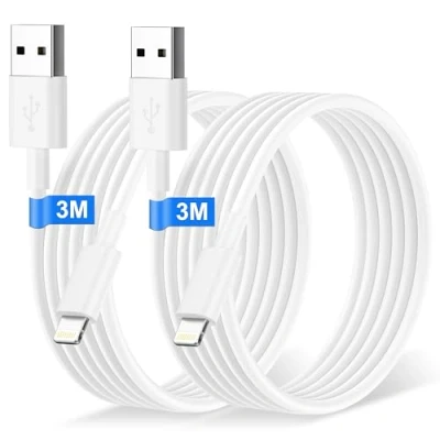 Bild av iPhone laddningskabel original USB Lightning kabel 3M 2 pack [Apple MFi certifierad], snabbladdningskabel för 14/13 Pro/12/11/XS/XS