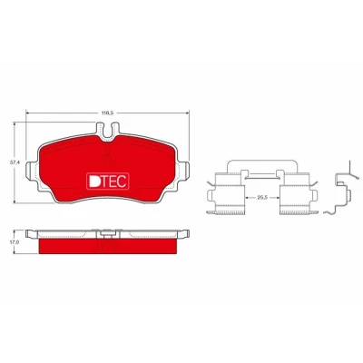 Bild av TRW DTEC COTEC GDB1293DTE Jeu de plaquettes frein préparé pour indicateur d&#039;usure avec vis d&#039;étrier accessoires