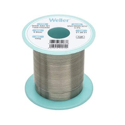 Bild av Weller WSW SAC M1 (T0051402599) Blyfri Lödtråd, Ø 0,8 mm, Legering Sn96.5Ag3.0Cu0.5, Fluxhalt 3,5 %, 100g