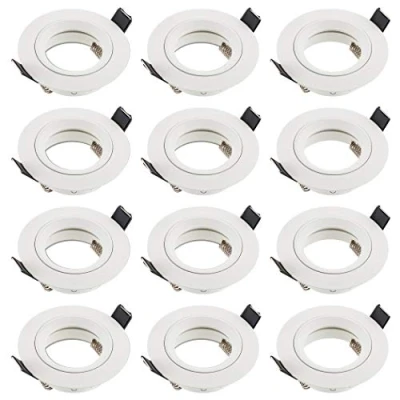 Bild av SEBSON Infälld Spotlight runt Set av 12 Vit aluminium Tak Monteringsram håldiameter 65mm Takspotlight inkl. GU10 uttag för LED/halogen