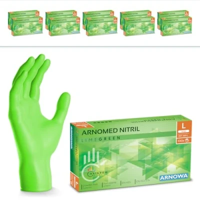 Bild av 2000x ARNOMED engångshandskar gröna, nitrilhandskar L, med 2000 st, puderfria, latexfria gummihandskar, finns i XS, S, M, L &amp; XL
