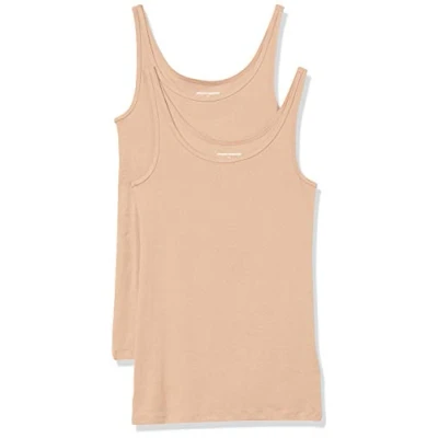 Bild av Amazon Essentials tunn remtank för kvinnor, 2 pack, medium beige, Large