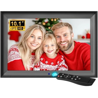 Bild av OBVHNUA 10,1 Tum Elektronisk Digital Fotoram 1280 * 800 HD IPS Skärm och Automatisk Rotationsfunktion Klocka Alarm Musikvideokalender Viloläge
