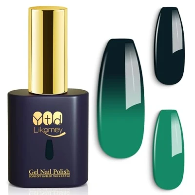 Bild av YTD Likomey UV LED Gel lack Nagellack,15ml Grön Mörkgrön Temperaturfärg Nagellack,Färgskiftande Manikyr Höst Vinter Polish,Kameleontfärg Gellack,WB09