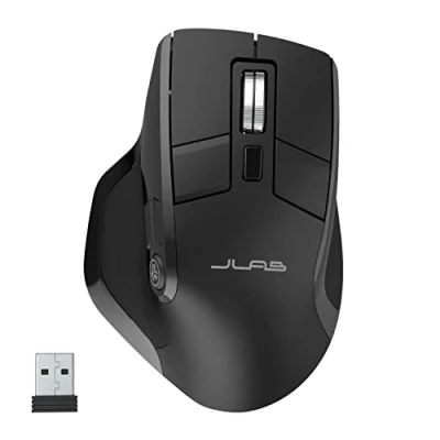 Bild av JLab Episk Bluetooth mus, uppladdningsbar trådlös mus med OLED skärm Tri Mode (BT 5.2/5.2/2,4 Ghz) USB dongel, tyst för bärbar dator, PC, iPad, Mac, surfplatta