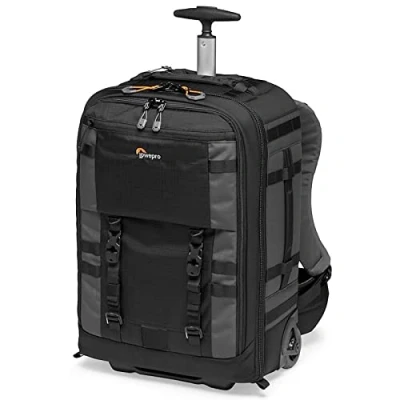 Bild av Lowepro Pro Trekker RLX 450 AW II Konvertibel kameraryggsäck, återvunnet tyg, 15&quot; bärbar dator/surfplatta, hållbara hjul, spegelfri/DSLR kamerafodral, svart/mörkgrå