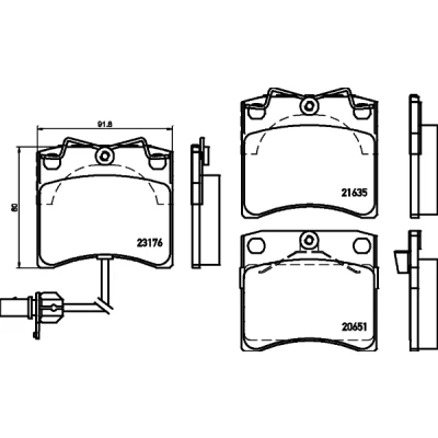 Bild av HELLA 8DB 355 018 521 Jeu de plaquettes frein avec contact du palpeur d&#039;usure intégré accessoires VOLKSWAGEN: Transporter 4 Bus,
