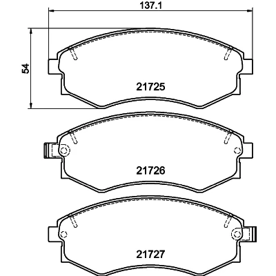 Bild av HELLA 8DB 355 016 691 Jeu de plaquettes frein avec indicateur d&#039;usure HYUNDAI: Matrix, COUPE, Elantra III 5 portes, SSANGYONG: Musso SUV