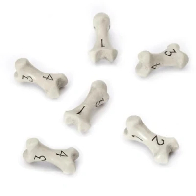Bild av D4 Tärningsset Dice Set med Sex 4 Sidiga Tärningar Skull &amp; Bone/Skalle Ben Temade Rollspel Tärningar. Tillbehör för Dungeons Dragons (DND), Warhammer, D&amp;D. (Antikt Gul)