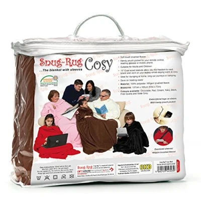 Bild av CKB LTD tät matta mysig filt med ärmar äkta ärmade filtar supermjuk 160 gsm fleece mjukt tyg överdimensionerade och påse ficka vuxen storlek (chokladbrun)