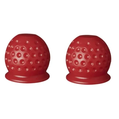 Bild av Set: Dragkrokskydd, 50 mm gummi/plast dragkrok, skyddskåpa, kulhuvud för släpvagn, personbil, lastbil, RV (2 stycken golfboll röd)