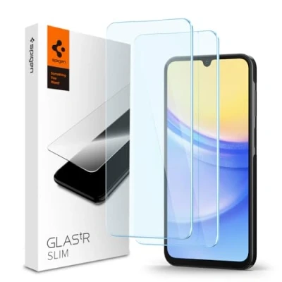 Bild av Spigen Glas.tR Slim Skärmskydd kompatibel med Samsung Galaxy A15, A15 5G, A25 2 Stycken, Kristallklart, Responsiv Touch, Case friendly, 9H härdat Glas