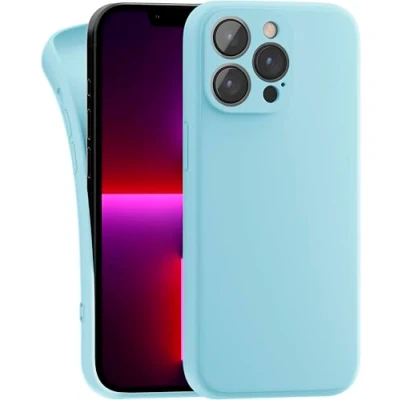 Bild av MyGadget silikonfodral kompatibelt med Apple iPhone 13 Pro Max robust skyddsfodral TPU fodral smalt baksida skydd reptåligt mobiltelefonfodral ljusblå