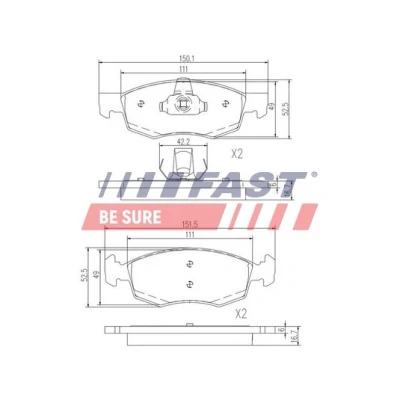 Bild av FAST FT29102 Jeu de plaquettes frein Essieu avant contact signal d&#039;usure exclu FIAT: Doblo I Break, Cargo