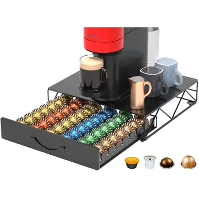 Bild av HFHOME Kaffekapselhållare för Nespresso Vertuo Kapslar, Kapsel Lådor Kaffe, Kapslar Förvaringslåda, Kaffehållare 48