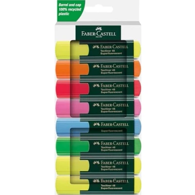 Bild av FABER CASTELL 254848 Highlighter set 48, ask om 8, neonfärger, med långtidshållbar kilspets, linjebredd 1 5 mm, påfyllningsbar