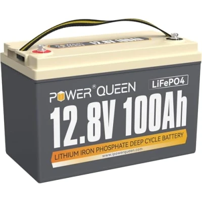 Bild av Power Queen 12V 100Ah LiFePO4 Battery, 1280Wh Lithium Iron Battery with 100A BMS, Up to 15000+ Deep Cycles, Support in Series/Parallel, widely Used for Camper, RV, Road Trip, Solar System
