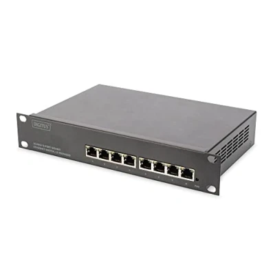 Bild av DIGITUS Gigabit Ethernet PoE+ Switch 10 tums 8 portar Oförvaltat IEEE 802.3at 96 Watt effektbudget Svart