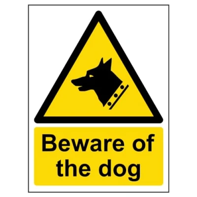 Bild av vsafety 63006 an s &quot;Beware of the Dog&quot; observera allmän skylt, självhäftande, stående format, 150 mm x 200 mm, svart/gul