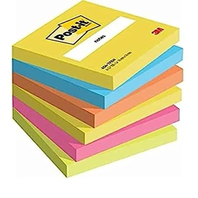 Bild av Post it Super Sticky Foglietti, 100 Fogli, Confezione da 6 Blocchetti, 76 x mm, Multicolore (Blu/Fucsia/Giallo/Verde Neon)