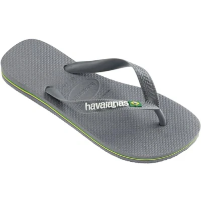 Bild av Havaianas Unisex Brasil slippers met logo, staalgrijs staalgrijs, 1 UK heren/ 2 dames