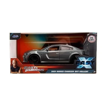 Bild av Jada Toys 253203085 Fast &amp; Furious Dodge Charger Doms Från Furiousfrån är tillverkad i metall och har frihjul med öppningsbara dörrar, 19 cm, 1:24, 6 år