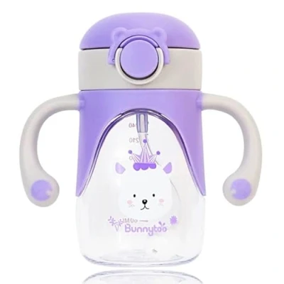Bild av Bunnytoo baby Trainer Cup dricka kopp 280 ml, gaffelkopp från 12 månader, drickkopp, lärande hållbar och hygienisk, läckagesäker silikonpip dryckesbägare, BPA fri lila