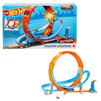 Bild av Hot Wheels HCB00 Jättelik looping crash track set med ca 70 cm bred loop och 1 fordon, från 5 år